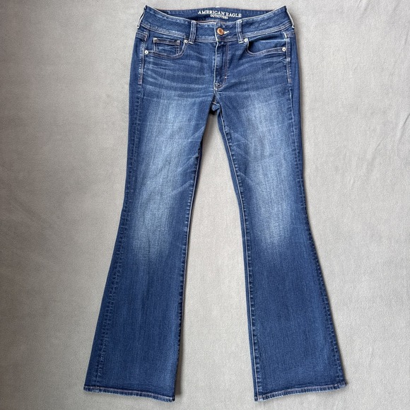 American Eagle Outfitters Denim - American Eagle Jeans Womens 8 Blue Kick Boot Mid Rise Super‎ Stretch Medium Wash
